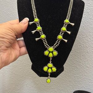 Elegant Sterling Silver and Green Opal Necklace